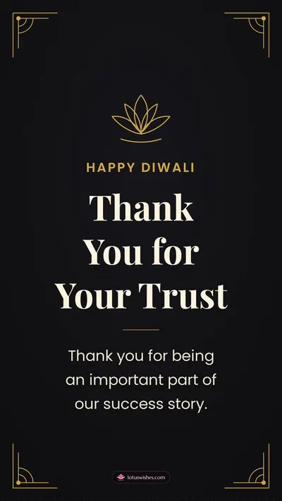 Thank You for Your Trust – Business & Clients Diwali wishes image in English (story)