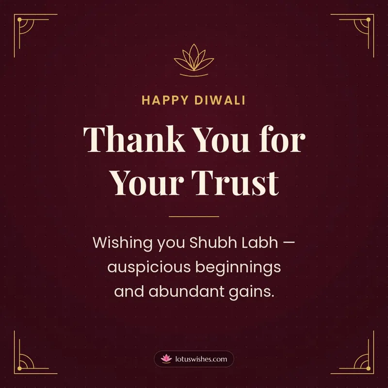 Thank You for Your Trust – Business & Clients Diwali wishes image in English (square)