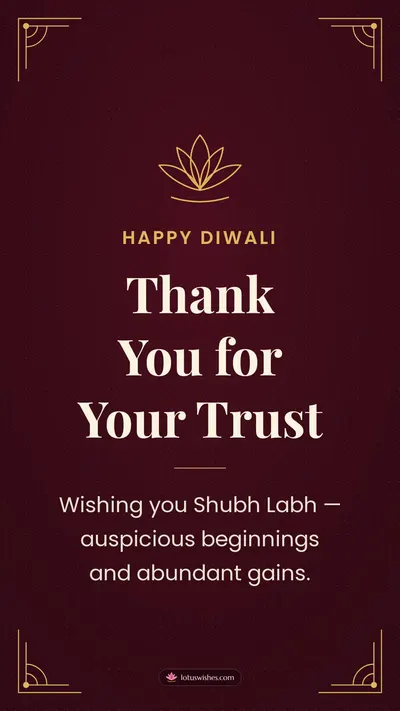 Thank You for Your Trust – Business & Clients Diwali wishes image in English (story)