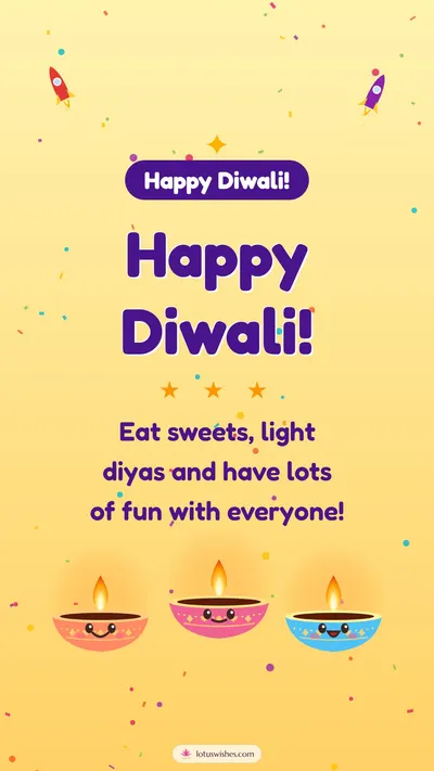 Happy Diwali! – Cute & Kids Diwali wishes image in English (story)