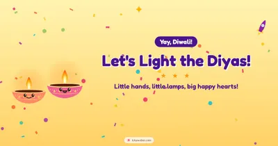 Let's Light the Diyas! – Cute & Kids Diwali wishes image in English (landscape)