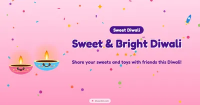 Sweet & Bright Diwali – Cute & Kids Diwali wishes image in English (landscape)