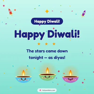 Happy Diwali! – Cute & Kids Diwali wishes image in English (square)