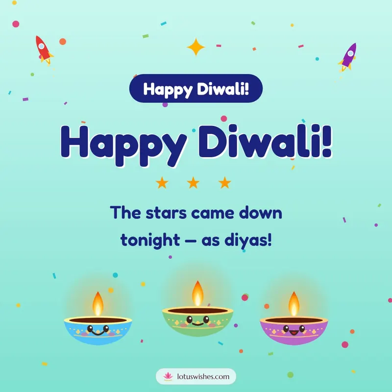 Happy Diwali! – Cute & Kids Diwali wishes image in English (square)