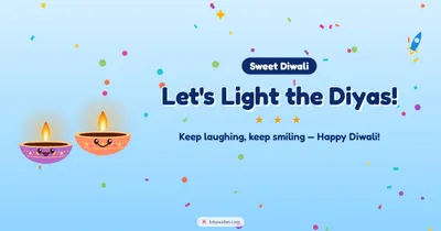 Let's Light the Diyas! – Cute & Kids Diwali wishes image in English (landscape)