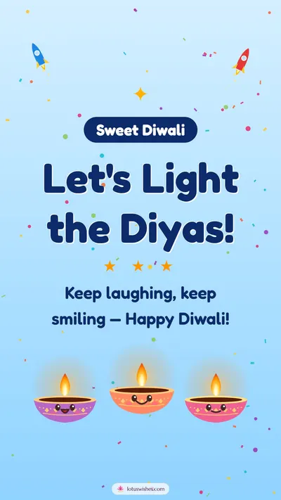 Let's Light the Diyas! – Cute & Kids Diwali wishes image in English (story)