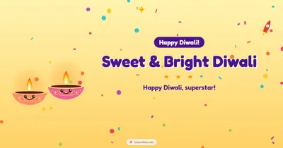 Sweet & Bright Diwali – Cute & Kids Diwali wishes image in English (landscape)