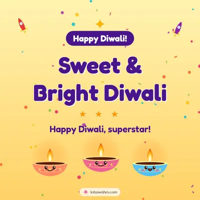 Sweet & Bright Diwali – Cute & Kids Diwali wish in English