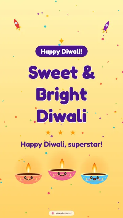 Sweet & Bright Diwali – Cute & Kids Diwali wishes image in English (story)