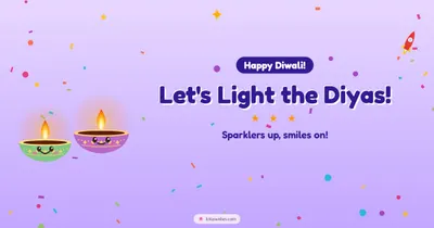 Let's Light the Diyas! – Cute & Kids Diwali wishes image in English (landscape)