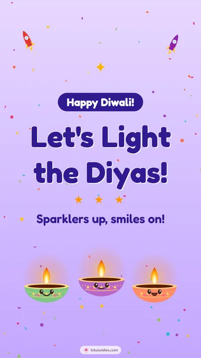 Let's Light the Diyas! – Cute & Kids Diwali wishes image in English (story)