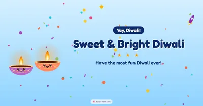 Sweet & Bright Diwali – Cute & Kids Diwali wishes image in English (landscape)