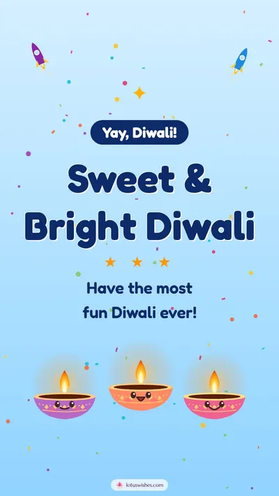 Sweet & Bright Diwali – Cute & Kids Diwali wishes image in English (story)