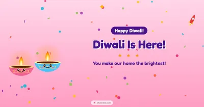 Diwali Is Here! – Cute & Kids Diwali wishes image in English (landscape)