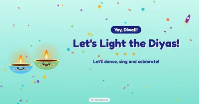 Let's Light the Diyas! – Cute & Kids Diwali wishes image in English (landscape)