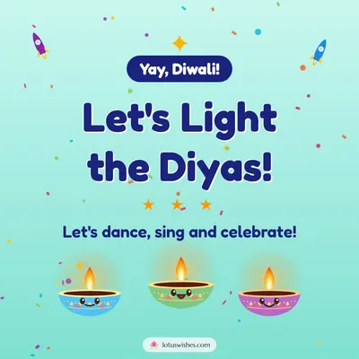 Let's Light the Diyas! – Cute & Kids Diwali wish in English