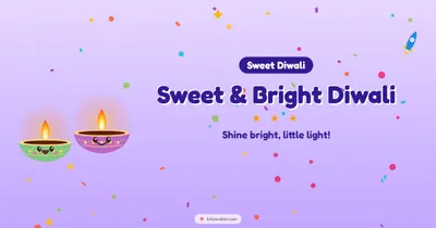 Sweet & Bright Diwali – Cute & Kids Diwali wishes image in English (landscape)