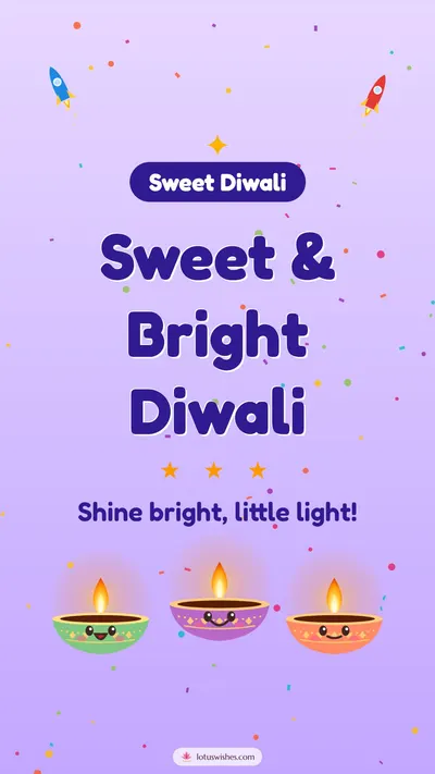 Sweet & Bright Diwali – Cute & Kids Diwali wishes image in English (story)