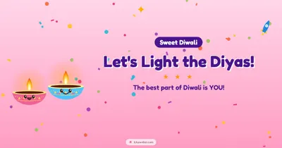 Let's Light the Diyas! – Cute & Kids Diwali wishes image in English (landscape)