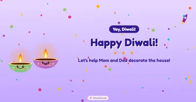 Happy Diwali! – Cute & Kids Diwali wishes image in English (landscape)