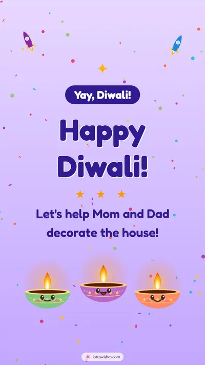 Happy Diwali! – Cute & Kids Diwali wishes image in English (story)