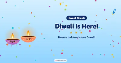 Diwali Is Here! – Cute & Kids Diwali wishes image in English (landscape)