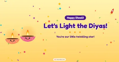 Let's Light the Diyas! – Cute & Kids Diwali wishes image in English (landscape)