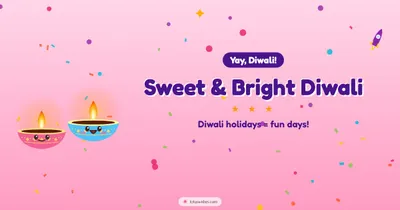 Sweet & Bright Diwali – Cute & Kids Diwali wishes image in English (landscape)