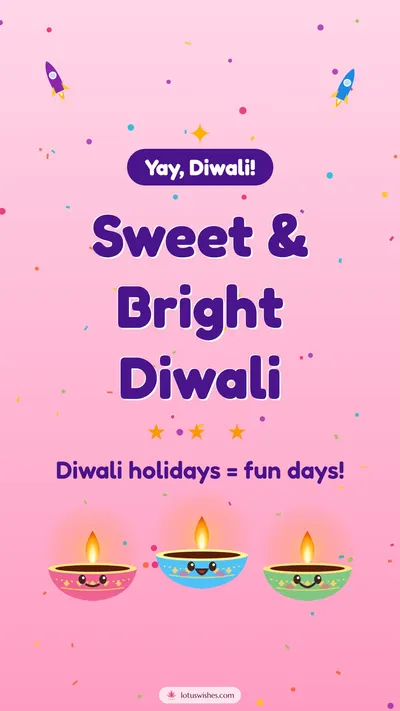 Sweet & Bright Diwali – Cute & Kids Diwali wishes image in English (story)