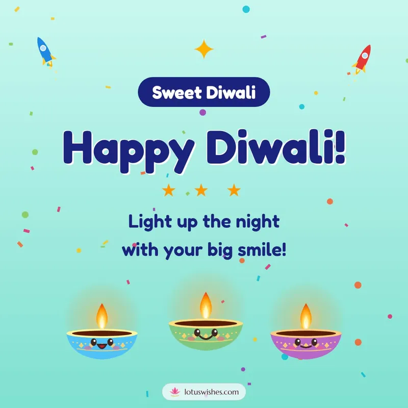 Happy Diwali! – Cute & Kids Diwali wishes image in English (square)