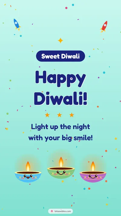 Happy Diwali! – Cute & Kids Diwali wishes image in English (story)