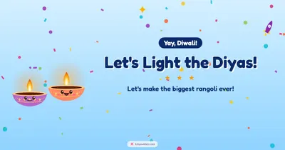 Let's Light the Diyas! – Cute & Kids Diwali wishes image in English (landscape)