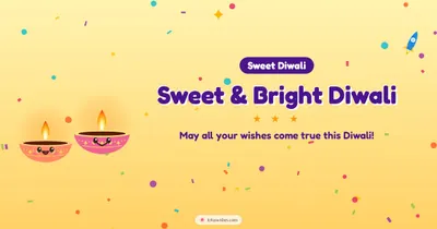 Sweet & Bright Diwali – Cute & Kids Diwali wishes image in English (landscape)