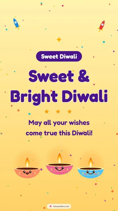 Sweet & Bright Diwali – Cute & Kids Diwali wishes image in English (story)