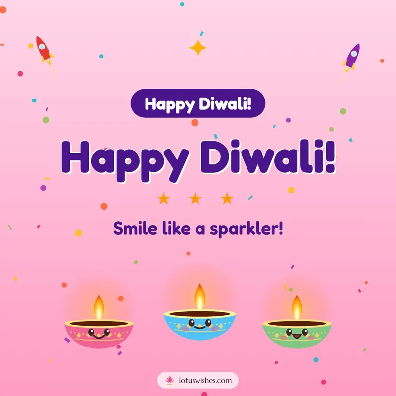 Happy Diwali! – Cute & Kids Diwali wishes image in English (square)