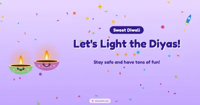 Let's Light the Diyas! – Cute & Kids Diwali wishes image in English (landscape)