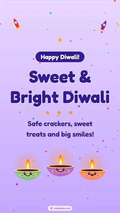 Sweet & Bright Diwali – Cute & Kids Diwali wishes image in English (story)