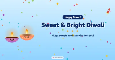 Sweet & Bright Diwali – Cute & Kids Diwali wishes image in English (landscape)