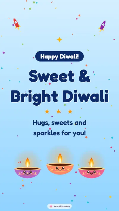 Sweet & Bright Diwali – Cute & Kids Diwali wishes image in English (story)