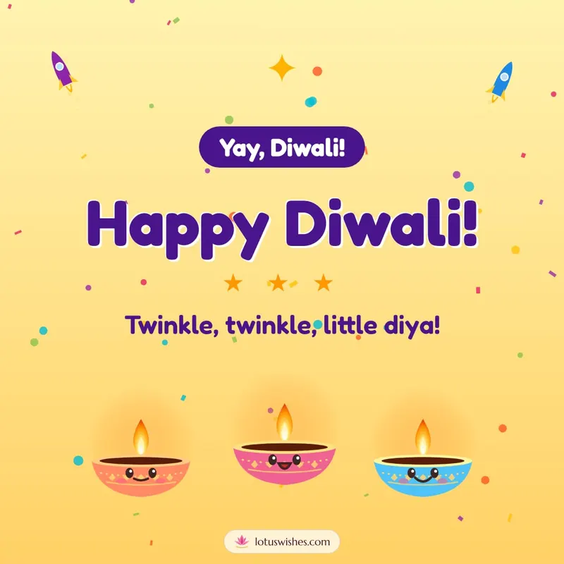 Happy Diwali! – Cute & Kids Diwali wishes image in English (square)