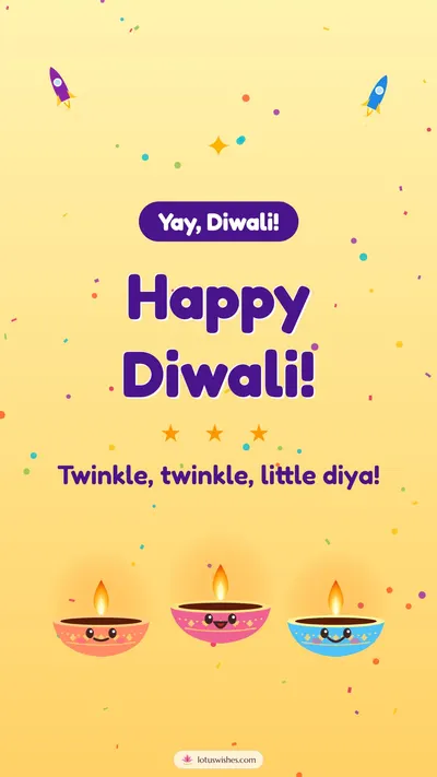 Happy Diwali! – Cute & Kids Diwali wishes image in English (story)