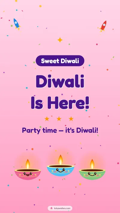 Diwali Is Here! – Cute & Kids Diwali wishes image in English (story)