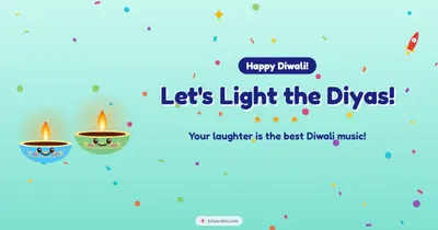 Let's Light the Diyas! – Cute & Kids Diwali wishes image in English (landscape)
