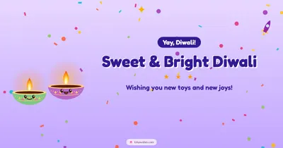 Sweet & Bright Diwali – Cute & Kids Diwali wishes image in English (landscape)