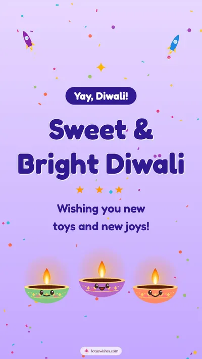 Sweet & Bright Diwali – Cute & Kids Diwali wishes image in English (story)