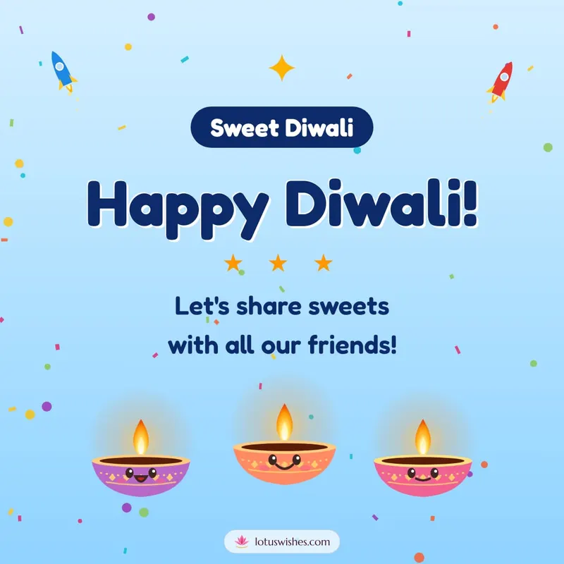 Happy Diwali! – Cute & Kids Diwali wishes image in English (square)