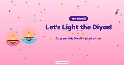 Let's Light the Diyas! – Cute & Kids Diwali wishes image in English (landscape)