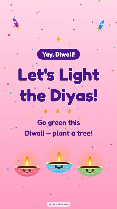 Let's Light the Diyas! – Cute & Kids Diwali wishes image in English (story)