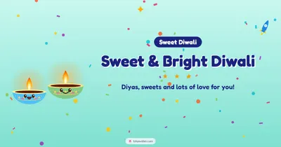 Sweet & Bright Diwali – Cute & Kids Diwali wishes image in English (landscape)
