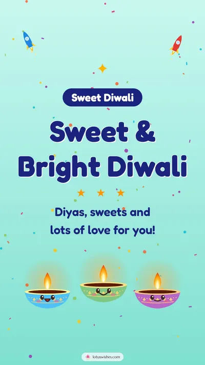 Sweet & Bright Diwali – Cute & Kids Diwali wishes image in English (story)
